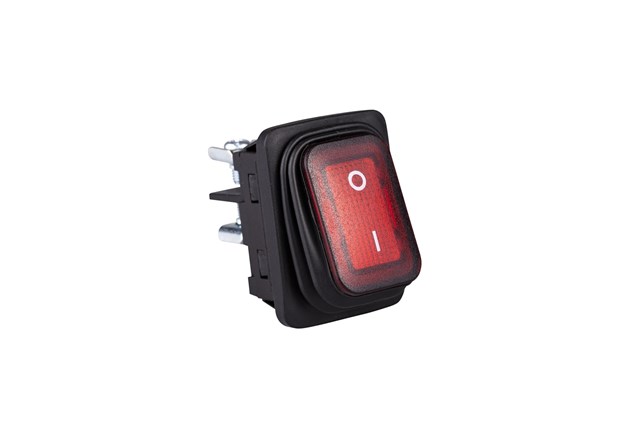 30*22mm Black Body 2NO with Illumination with Screw (0-I) Marked Red A54 Series Rocker Switch